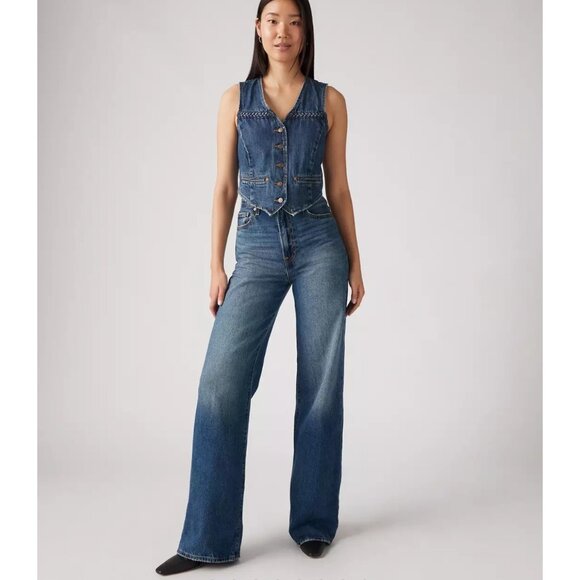 Levi's 29x32 Premium Ribcage Wide Leg Polar Permiter Dark Wash - Picture 1 of 7